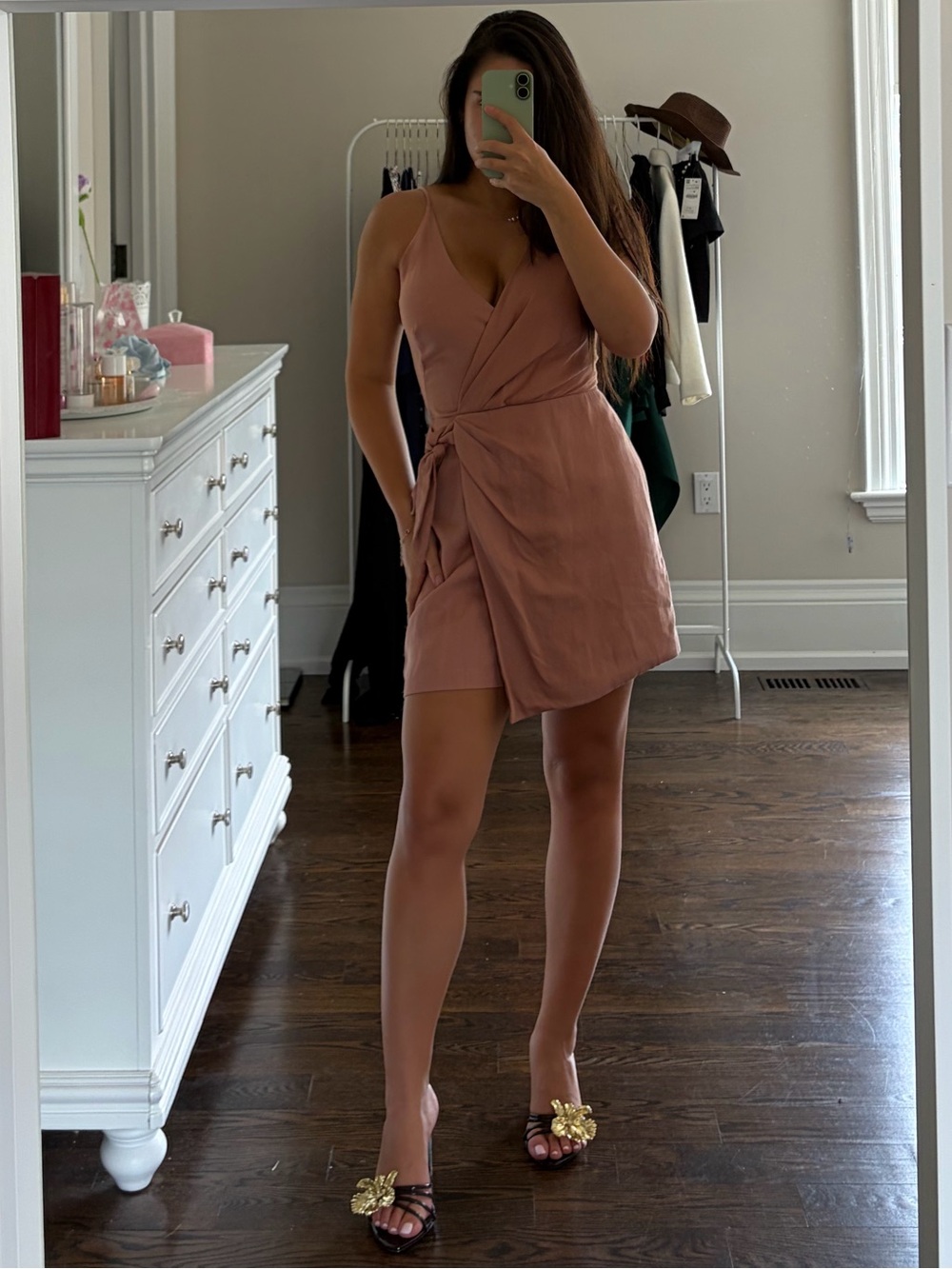 Adelyn Rae Blush Wrap Romper with Side Tie